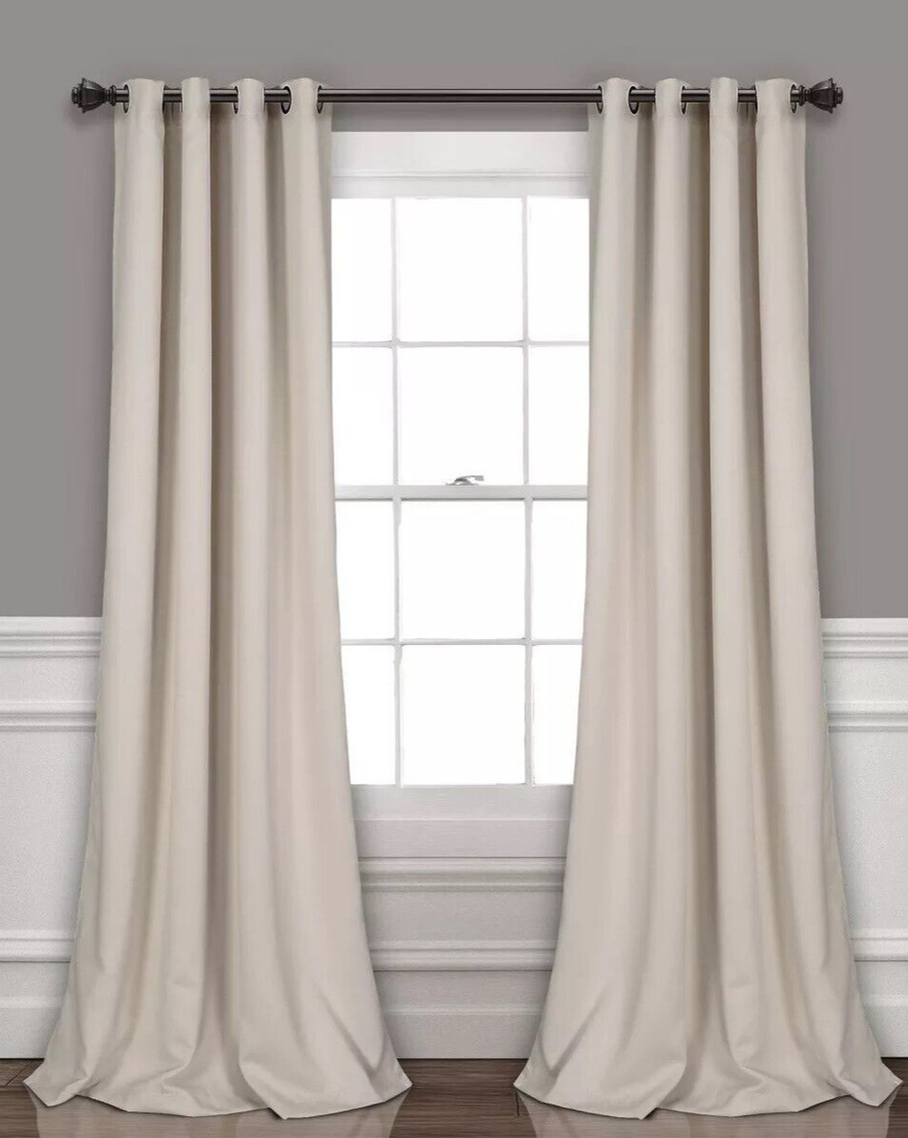 Lush Décor Set of 2 Insulated Grommet Top Blackout 52x108 Curtain Panel Neutral#